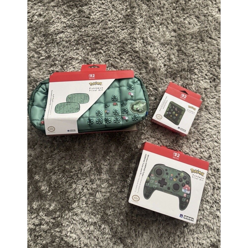HORI Pokémon Pixel Green Nintendo Switch 2 Case, Game case and Wireless Horipad